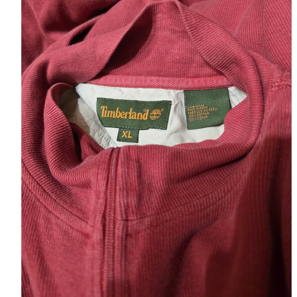 Timberland Quarter Zip Pullover Rust Mock Neck Long Sleeve Casual XL - Picture 3 of 3